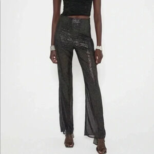 Zara shiny straight leg pants black Size XS 9600/694